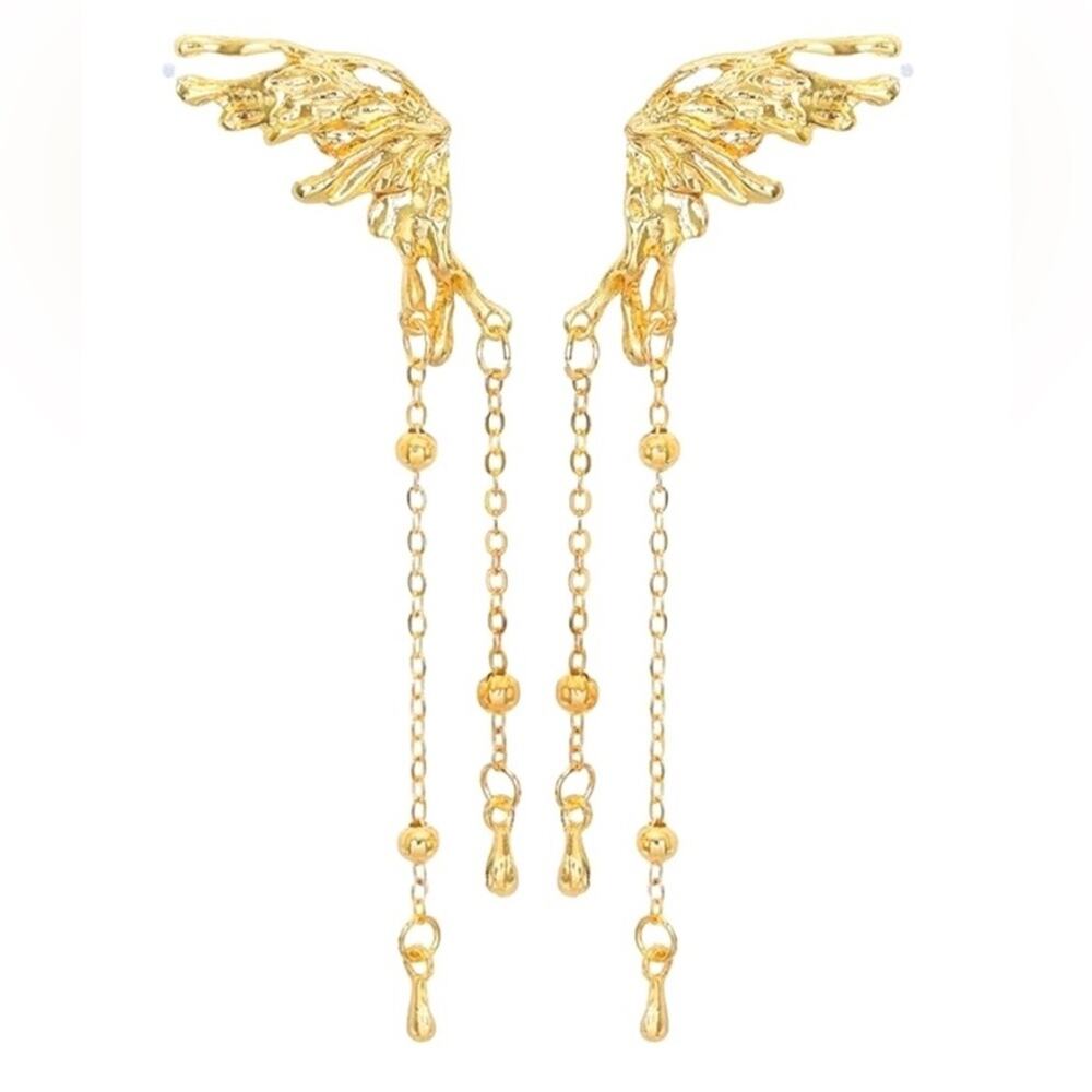 Gold-Toned Textured Drop Earrings